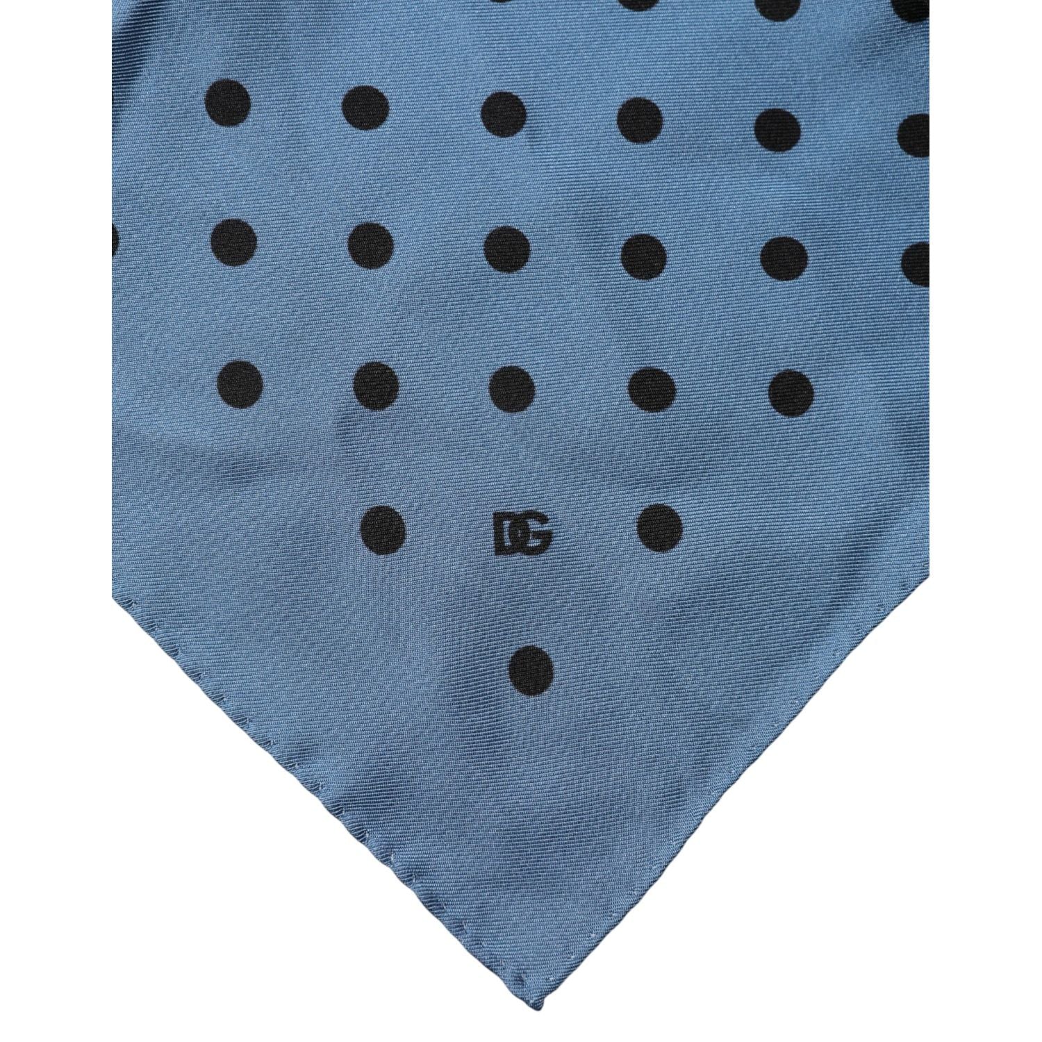 Dolce & Gabbana Blue Polka Dot Square Handkerchief Scarf