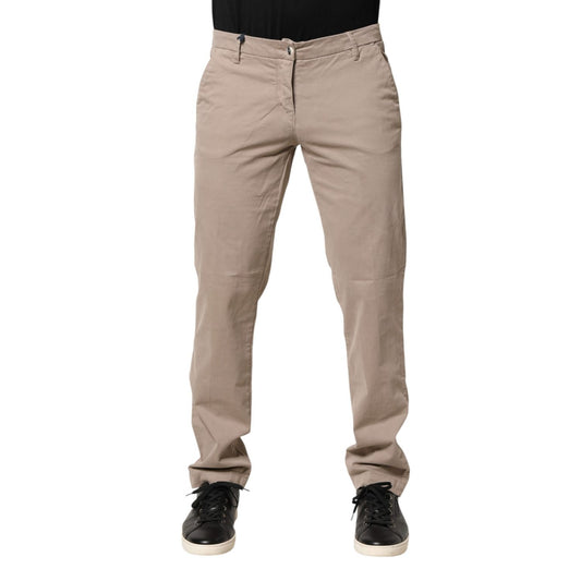 U.S. POLO ASSN. Beige Cotton Stretch Straight Mid Waist Trouser Pants