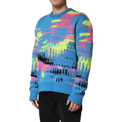 Dolce & Gabbana Multicolor Men Crew Neck Pullover Sweater