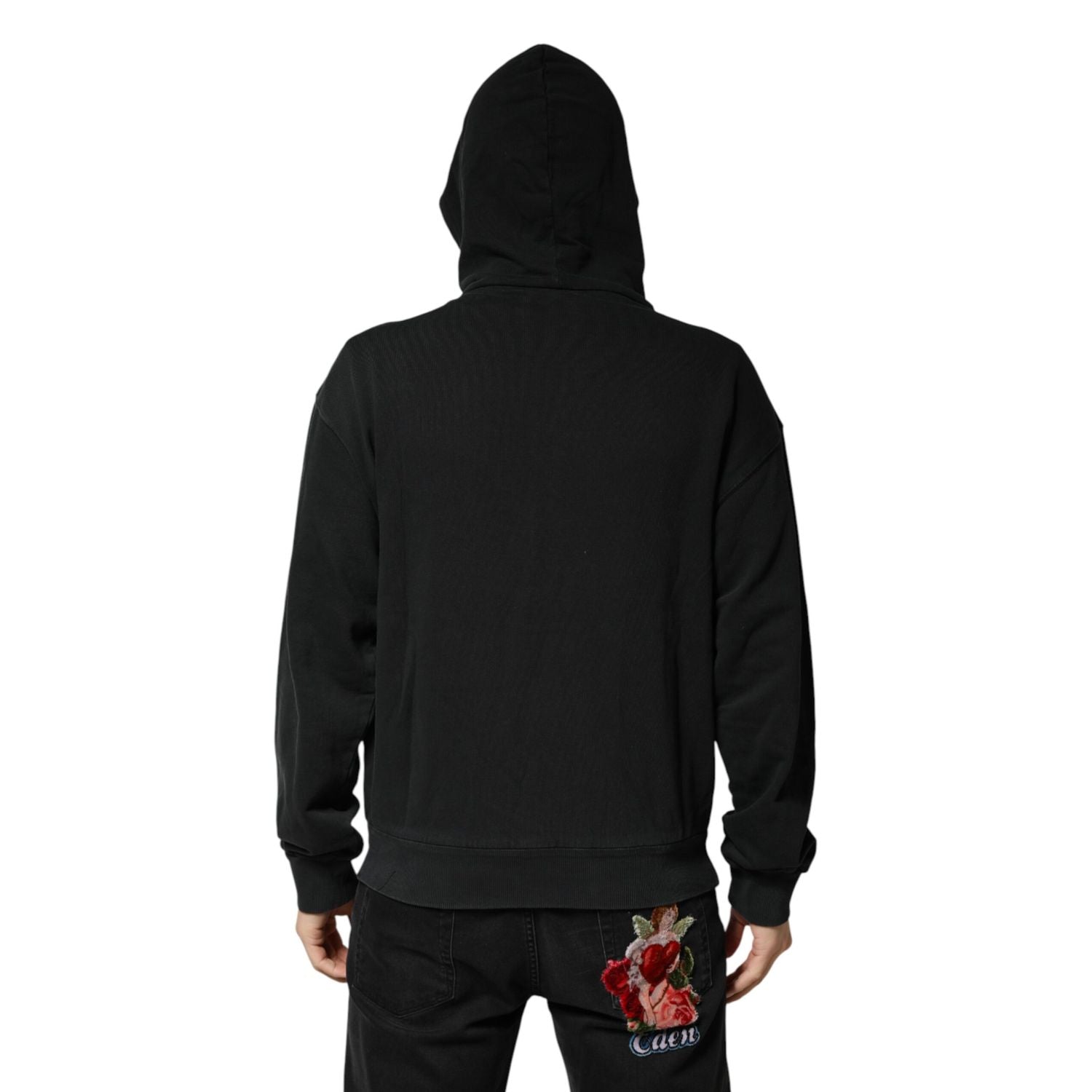 Dolce & Gabbana Black Full Zip Hooded Men Sweatshirt Sweater