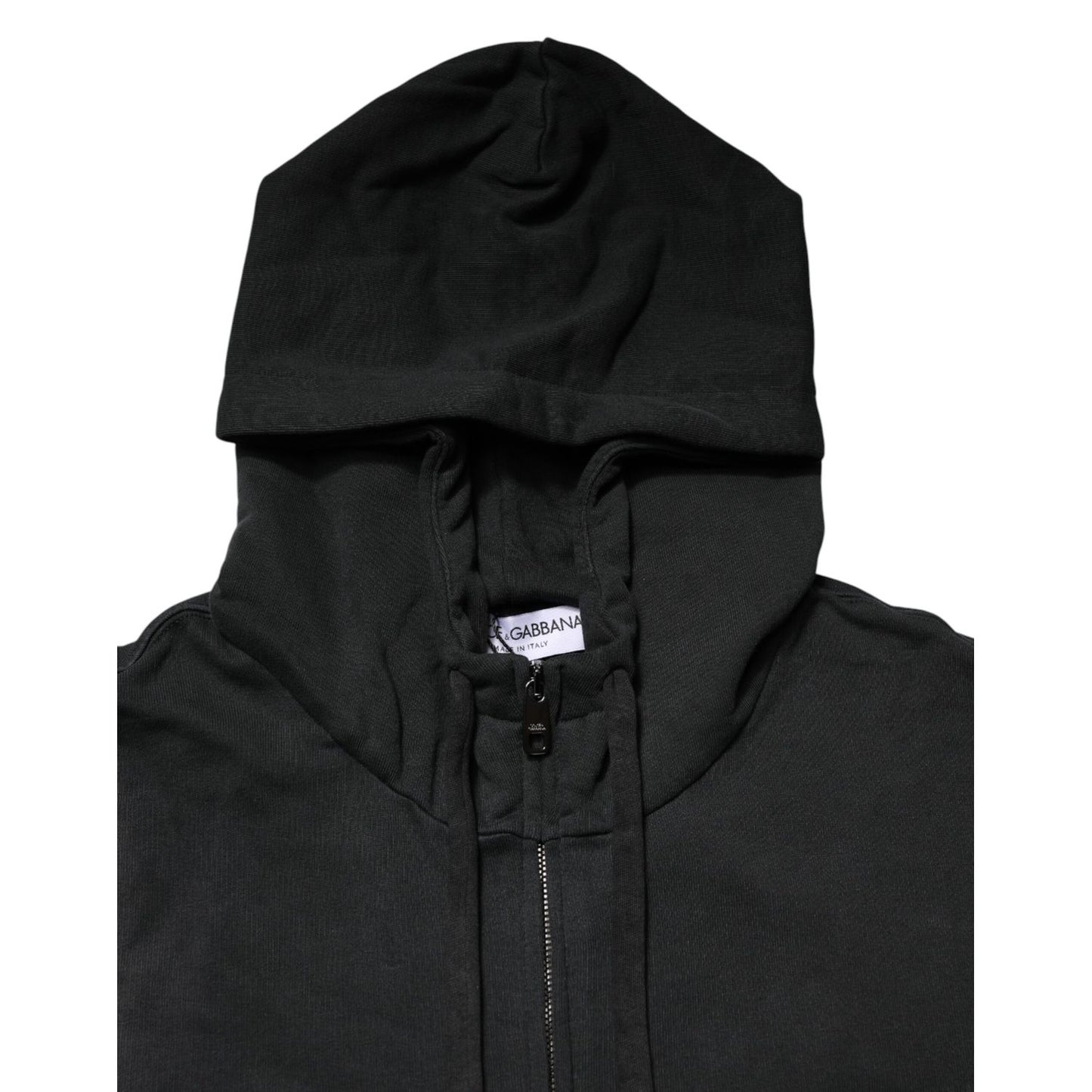 Dolce & Gabbana Black Full Zip Hooded Men Sweatshirt Sweater