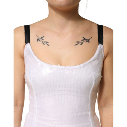 Dolce & Gabbana White Polyester Sleeveless Sheath Dress