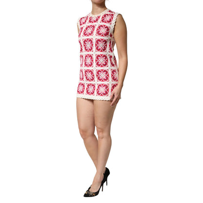 Dolce & Gabbana Multicolor Brick Stitched Crochet Mini Dress