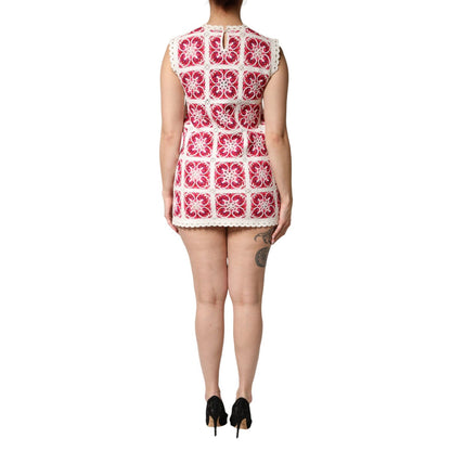Dolce & Gabbana Multicolor Brick Stitched Crochet Mini Dress