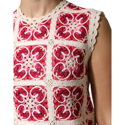 Dolce & Gabbana Multicolor Brick Stitched Crochet Mini Dress