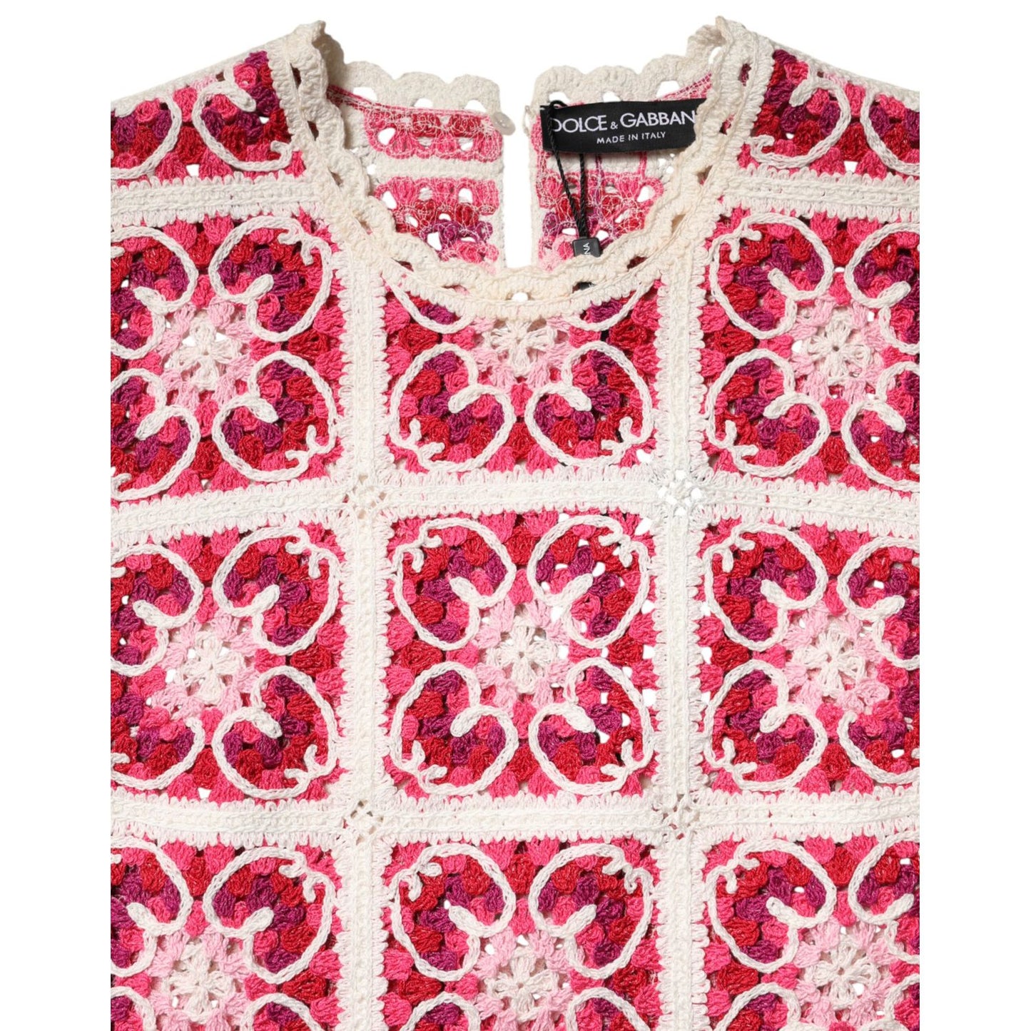 Dolce & Gabbana Multicolor Brick Stitched Crochet Mini Dress