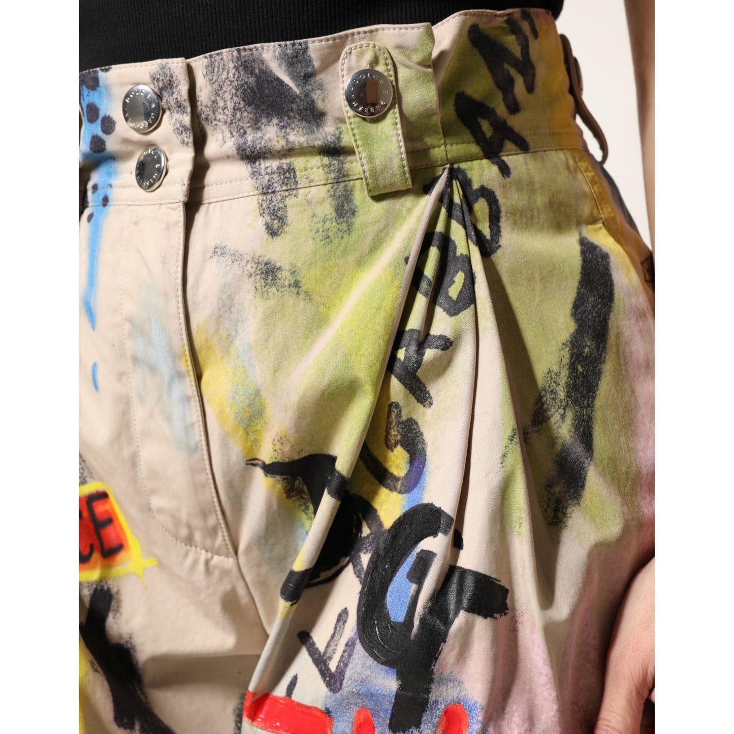 Dolce & Gabbana Multicolor Graffiti HighWaist Bermuda Shorts
