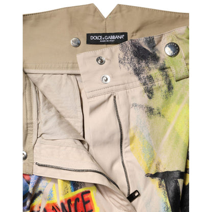 Dolce & Gabbana Multicolor Graffiti HighWaist Bermuda Shorts