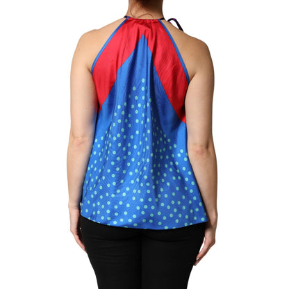 Dolce & Gabbana Multicolor Polka Dot Tie Halter Blouse Top