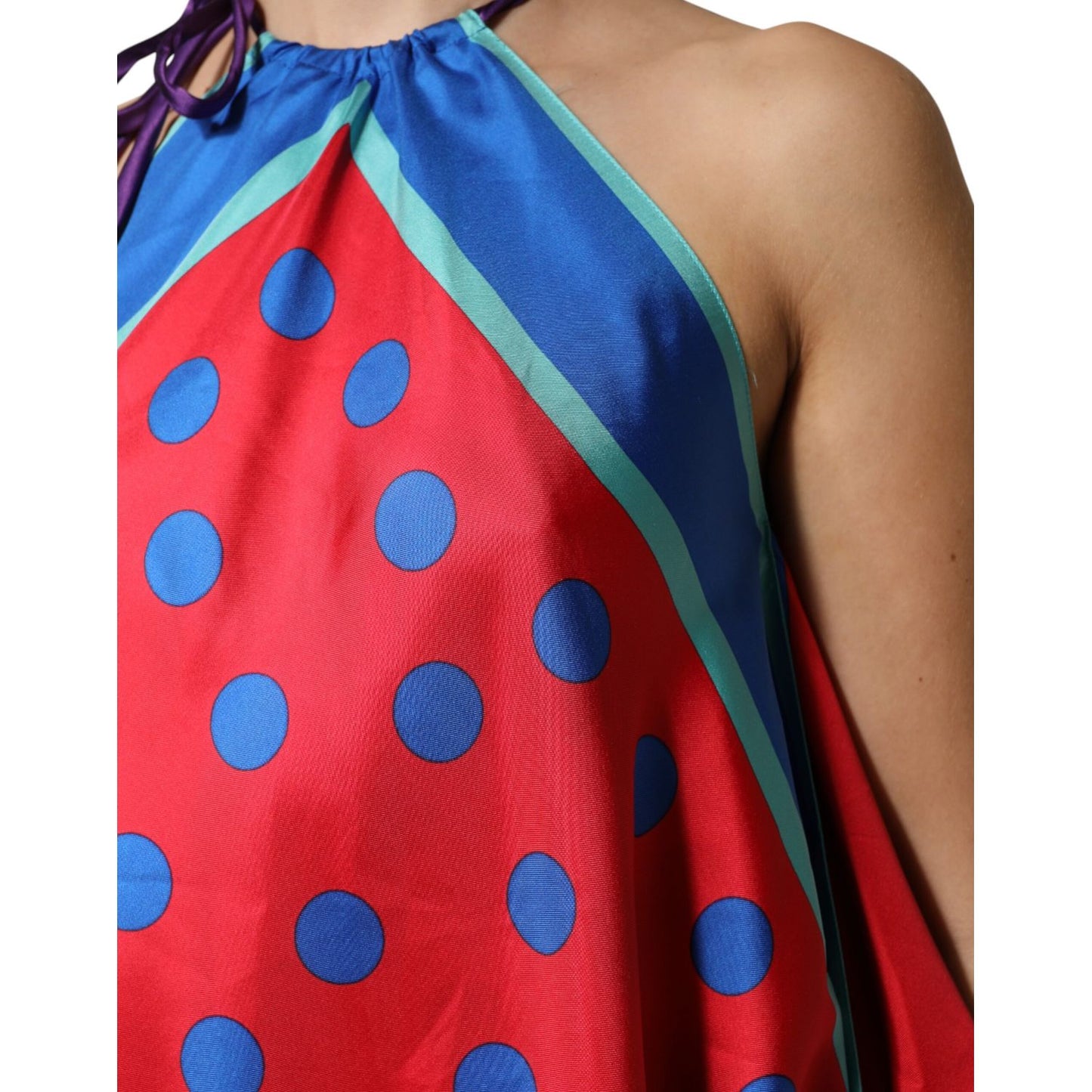 Dolce & Gabbana Multicolor Polka Dot Tie Halter Blouse Top