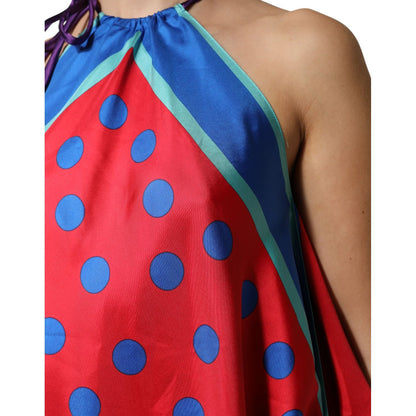 Dolce & Gabbana Multicolor Polka Dot Tie Halter Blouse Top
