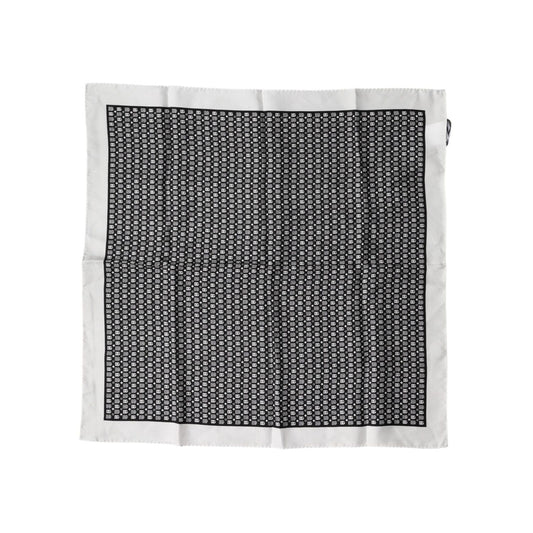 Dolce & Gabbana White Black Patterned Square Foulard Scarf