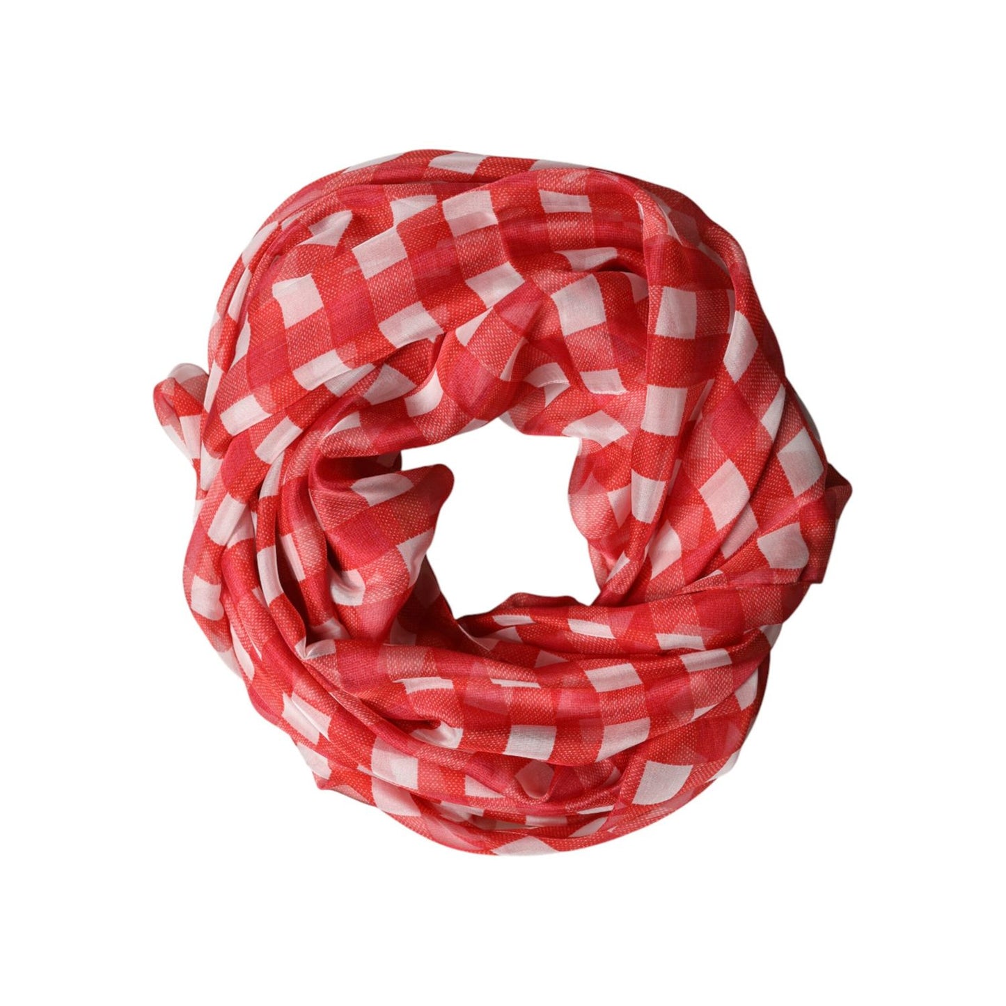 Dolce & Gabbana Red Checkered Stole Neck Wrap Shawl Scarf