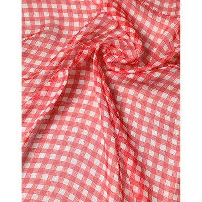 Dolce & Gabbana Red Checkered Plaid Neck Wrap Shawl Scarf