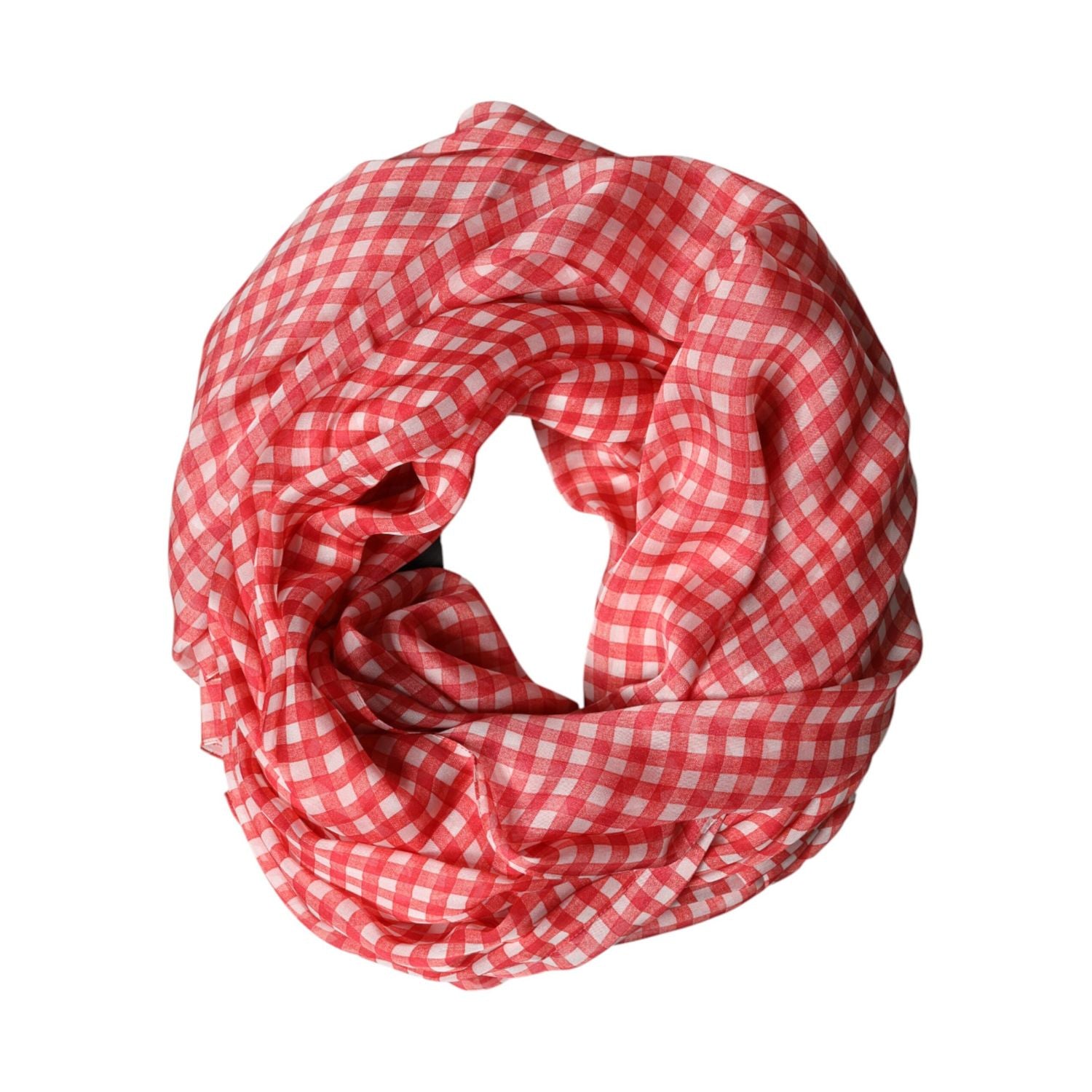 Dolce & Gabbana Red Checkered Plaid Neck Wrap Shawl  Scarf