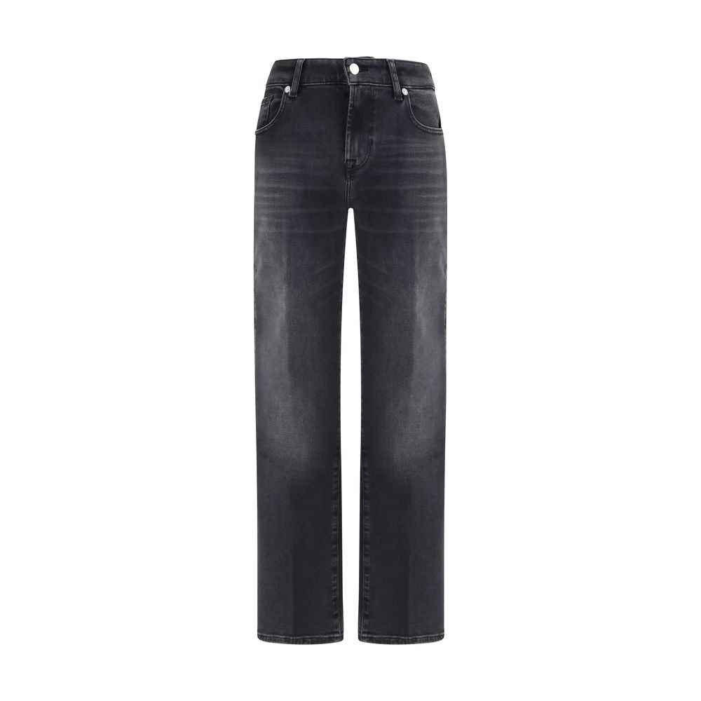 7FOR Black Cotton Straight-Leg Jeans 1728,26,27,72470364320,7FOR,Black,Clothing,Jeans Denim - Clothing,New with tags,Straight-Leg Jeans - Jeans Denim - Clothing,W24,W29,Women