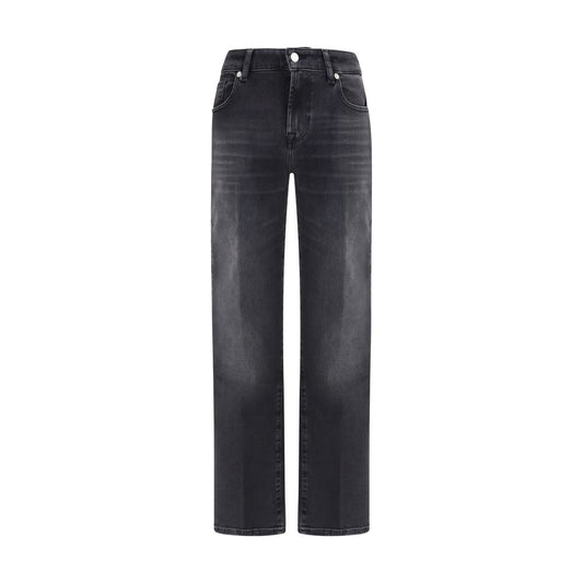 7FOR Black Cotton Straight-Leg Jeans1728,26,27,72470364320,7FOR,Black,Clothing,Jeans Denim - Clothing,New with tags,Straight-Leg Jeans - Jeans Denim - Clothing,W24,W25,W29,Women