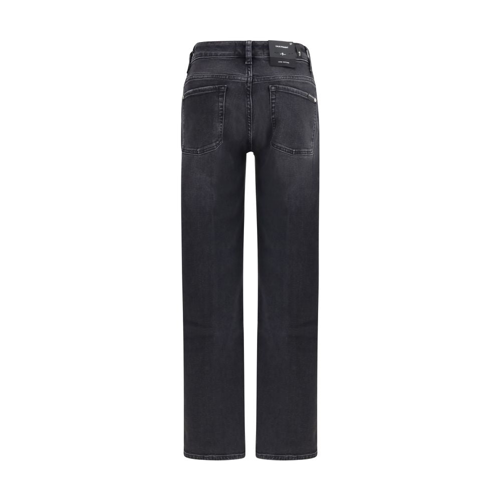 7FOR Black Cotton Straight-Leg Jeans 1728,26,27,72470364320,7FOR,Black,Clothing,Jeans Denim - Clothing,New with tags,Straight-Leg Jeans - Jeans Denim - Clothing,W24,W29,Women