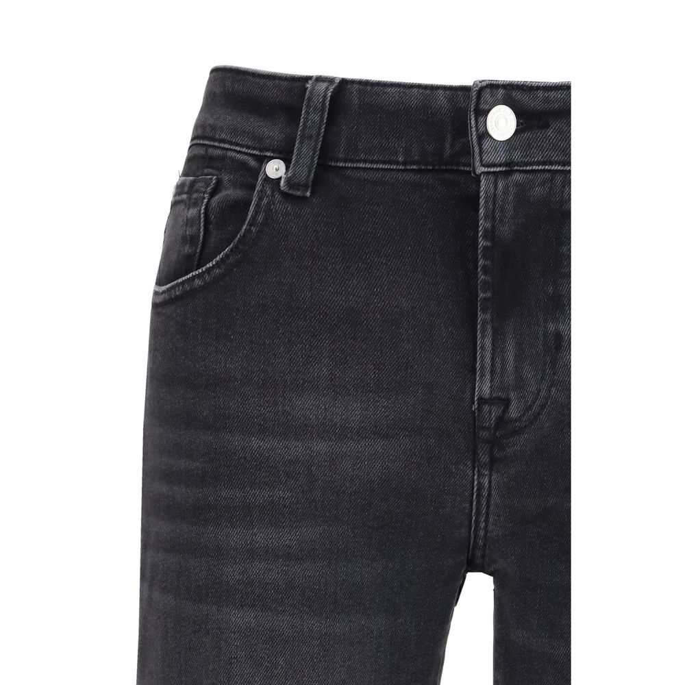 7FOR Black Cotton Straight-Leg Jeans 1728,26,27,72470364320,7FOR,Black,Clothing,Jeans Denim - Clothing,New with tags,Straight-Leg Jeans - Jeans Denim - Clothing,W24,W29,Women