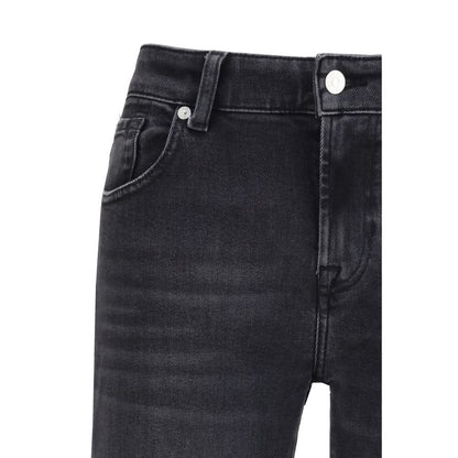 7FOR Black Cotton Straight-Leg Jeans 1728,26,27,72470364320,7FOR,Black,Clothing,Jeans Denim - Clothing,New with tags,Straight-Leg Jeans - Jeans Denim - Clothing,W24,W29,Women