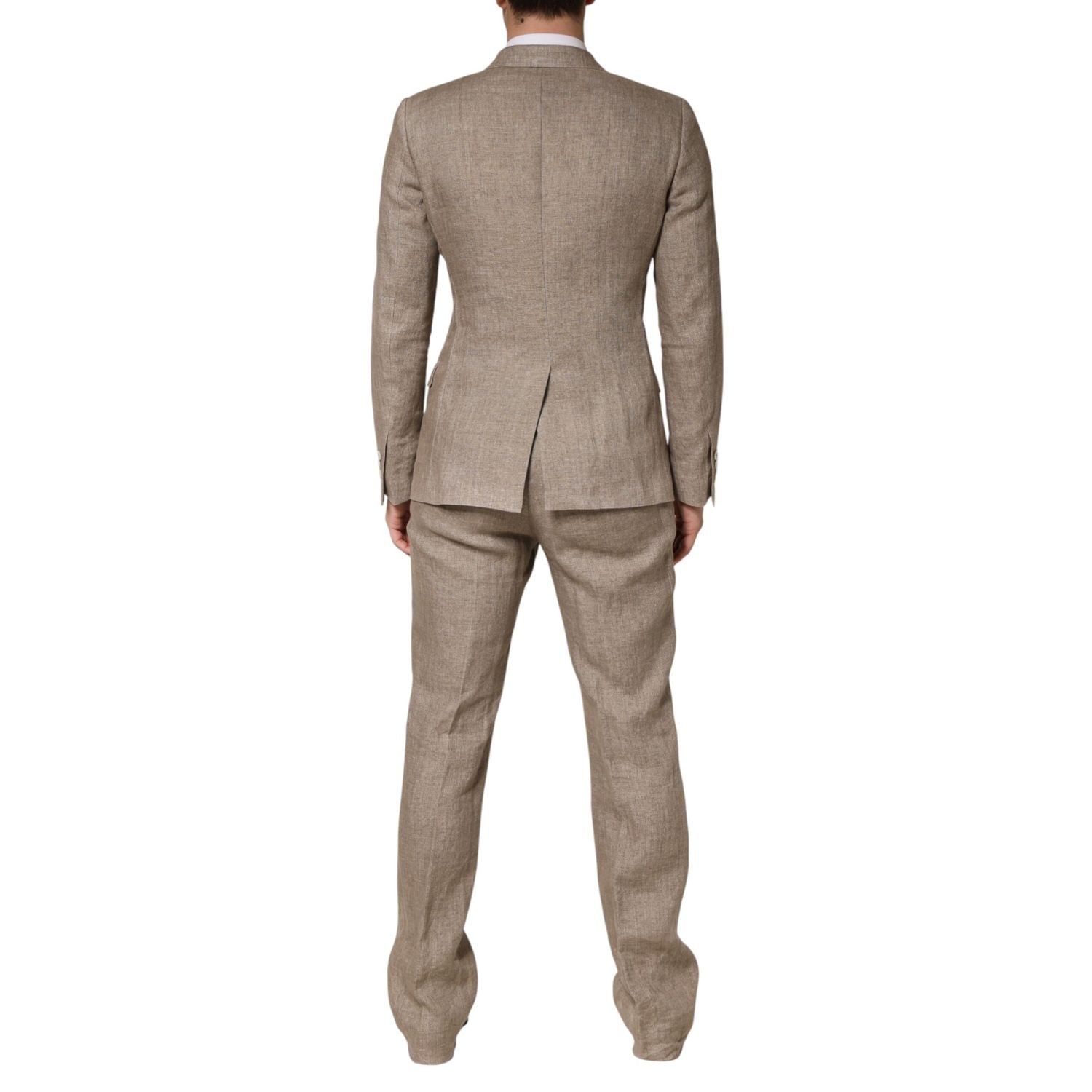 Dolce & Gabbana Beige Linen Double Breasted 2 Piece Men Suit