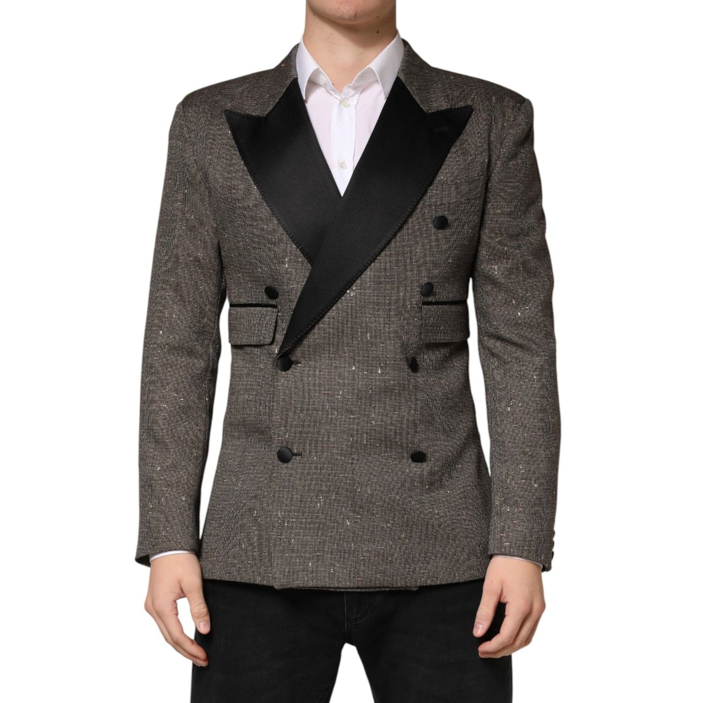 Dolce & Gabbana Gray Double Breasted 2 Button Jacket Blazer