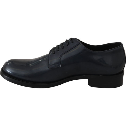 Dolce & Gabbana Elegant Blue Leather Derby Dress Shoes Dolce & Gabbana Black