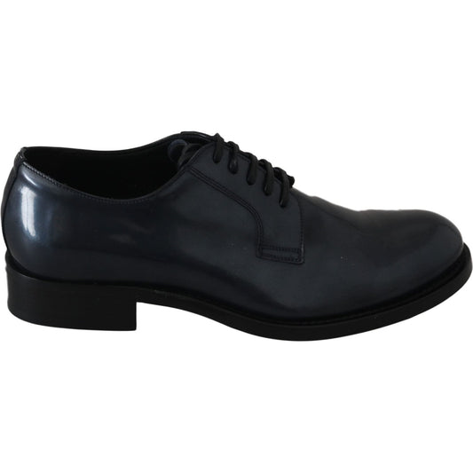 Dolce & Gabbana Elegant Blue Leather Derby Dress Shoes Dolce & Gabbana Black