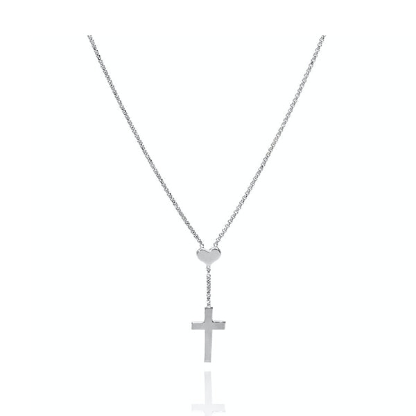 AMEN JEWELRY Mod. CLCHB silver 925° necklace with heart and cross, made in Italy, in official packaging.