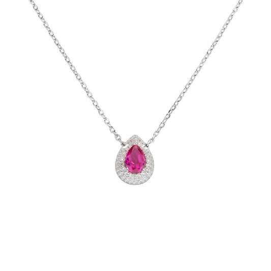 AMEN JEWELRY Mod. CLGOBRBZ necklace with pink gemstone pendant on silver chain