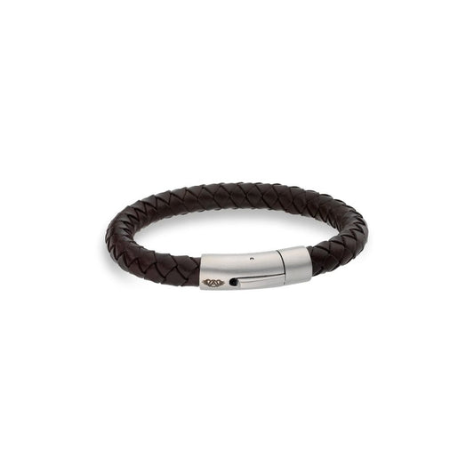 AN JEWELS JEWELRY Mod. AA.P233BR.M brown braided leather bracelet with metal clasp
