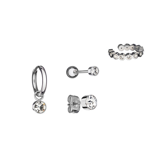 Elegant AN JEWELS JEWELRY Mod. AB.EP044 earrings and bracelet set with sparkling stones.