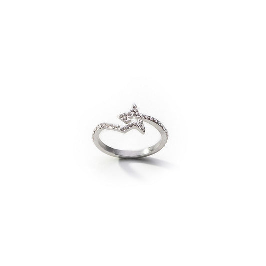AN JEWELS JEWELRY Mod. ADC.R01SC-9 elegant silver ring with star design, sparkling stones adding a touch of sophistication.