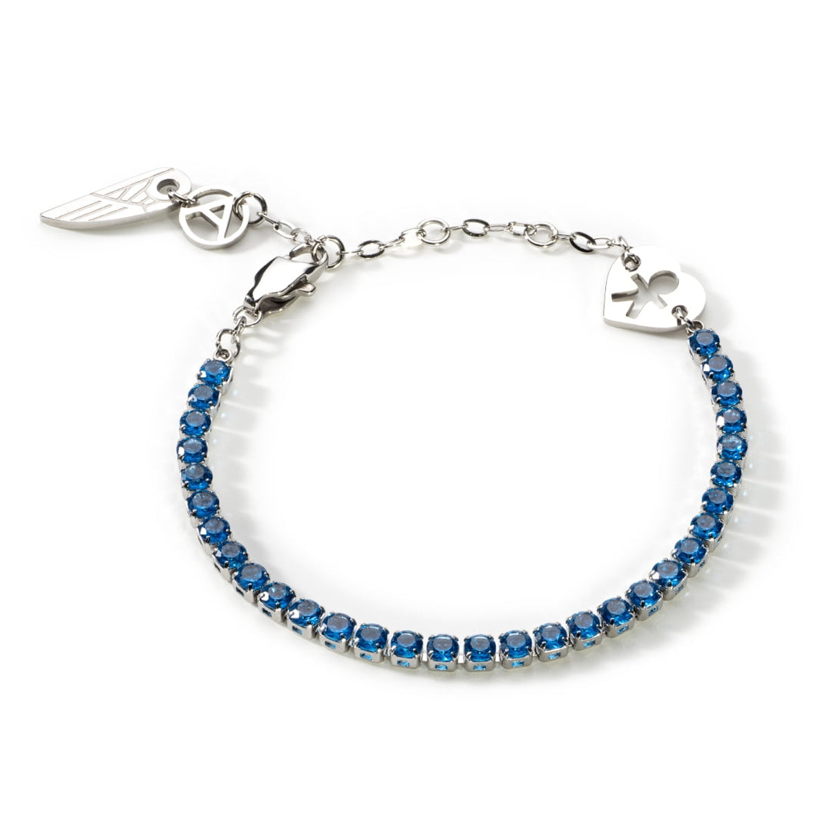 AN JEWELS JEWELRY Mod. AL.BLIYMBL. blue gemstone bracelet with silver accents.