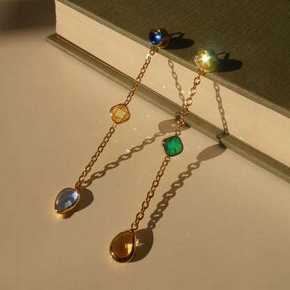 Elegant AN JEWELS JEWELRY Mod. AL.E2WI23SMC1 earrings with colorful gemstones and gold chain design.