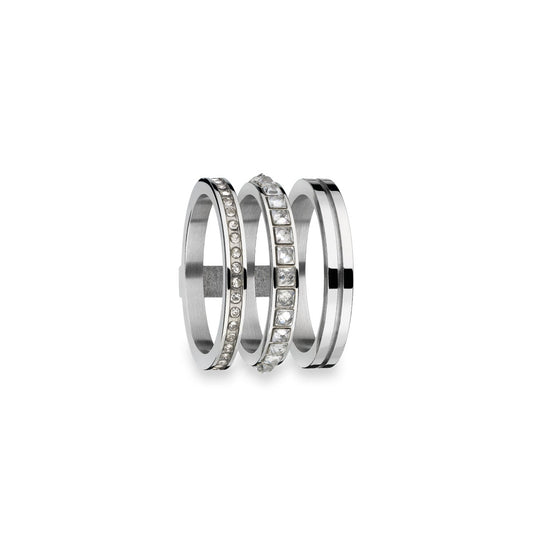 AN JEWELS JEWELRY Mod. AR.R3NS01SC-7 silver ring set with crystal accents
