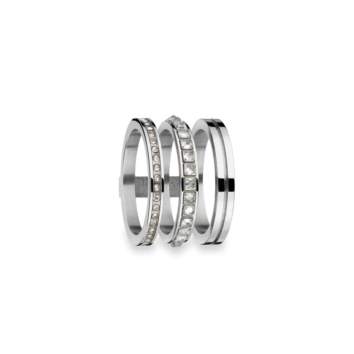 Elegant silver rings from AN JEWELS JEWELRY Mod. AR.R3NS01SC-8 collection with embedded crystals.