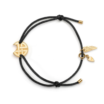 AN JEWELS JEWELRY Mod. AV.BGLBGGBK black cord bracelet with gold charms