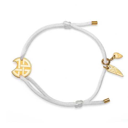 AN JEWELS JEWELRY Mod. AV.BGLBGGWH gold charm bracelet on white string