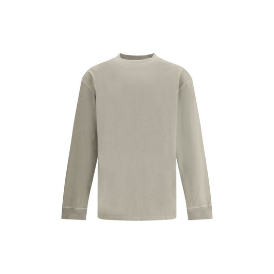 Agolde Beige Cotton Sportswear long sleeve T-shirt with ribbed neck and elasticized cuffs, 100% cotton, perfect for casual refined look.