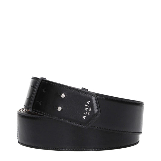 Alaïa Black Leather Regular Belt