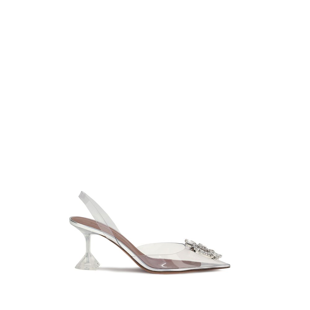 Amina Muaddi Silver Polyethylene Platform Pumps