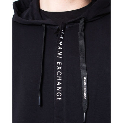 Armani Exchange Black Cotton Hoodie