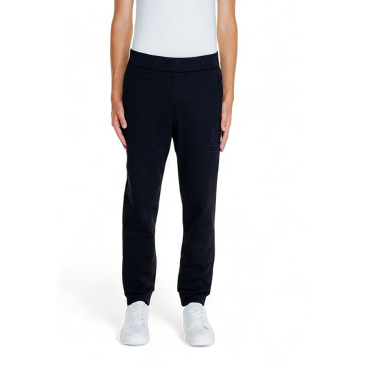Armani Exchange Black Cotton Joggers (Workout Pants) with elastic waistband and tapered leg design.