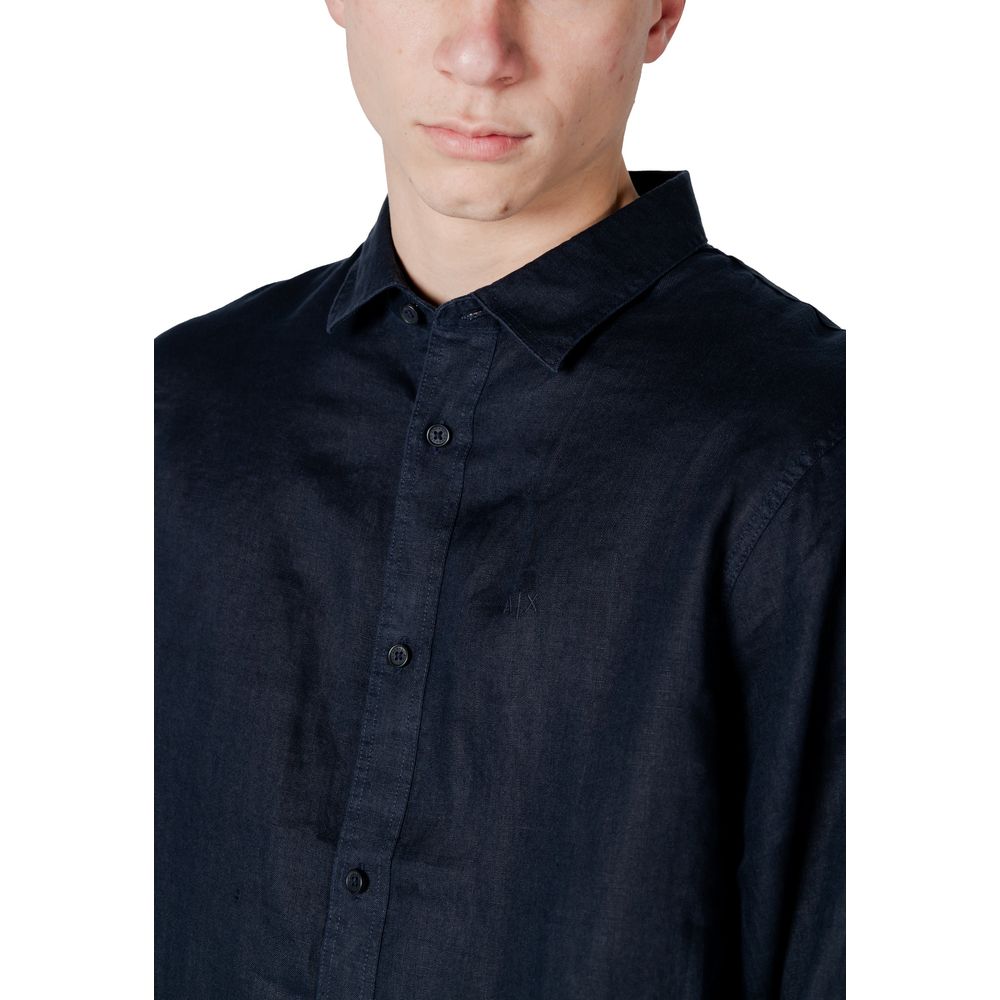 Armani Exchange Blue Linen Dress Shirt