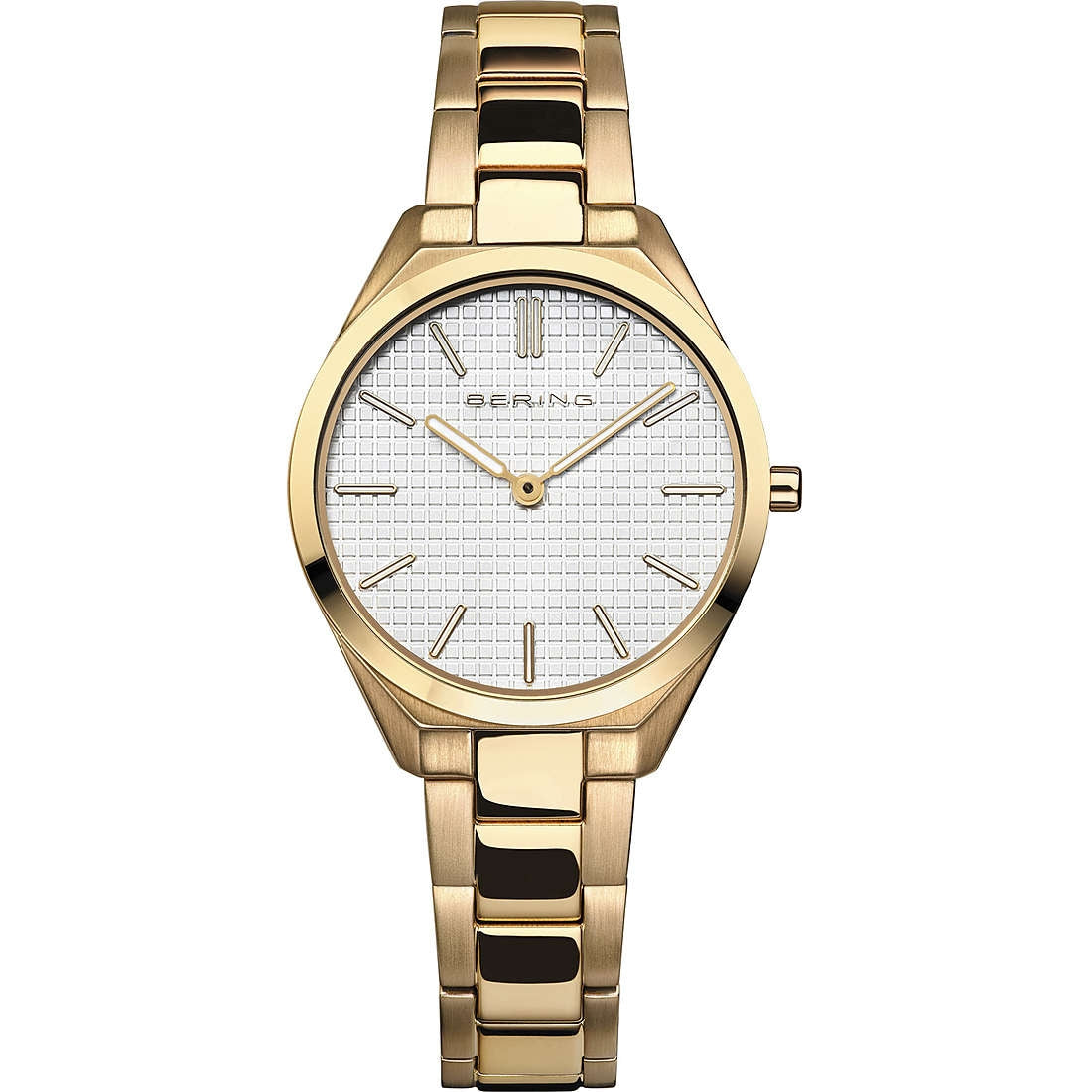 BERING Mod. ULTRA SLIM ladies wristwatch, stainless steel bracelet, quartz movement, water-resistant 10 ATM, Swiss-made in official box.