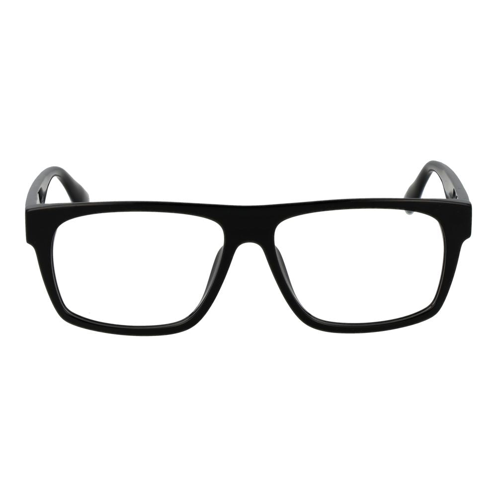 BMW Black Plastic Glasses (Frames) for men with full-rim, rectangle style, black plastic frame, demo lenses, size 55-14-145.