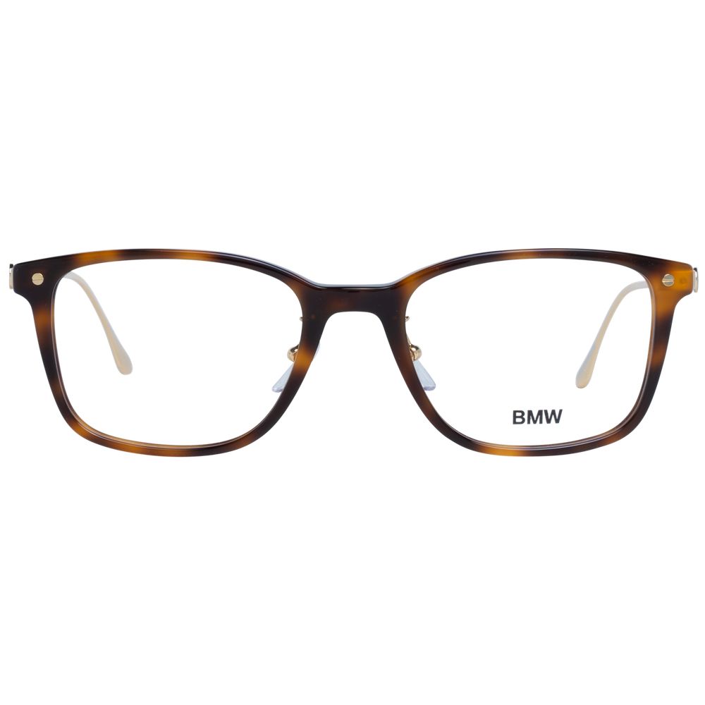 BMW Brown Men Optical Frames with multicolor metal & plastic trapezium shape, full-rim style, demo lenses, size 54-20-145.