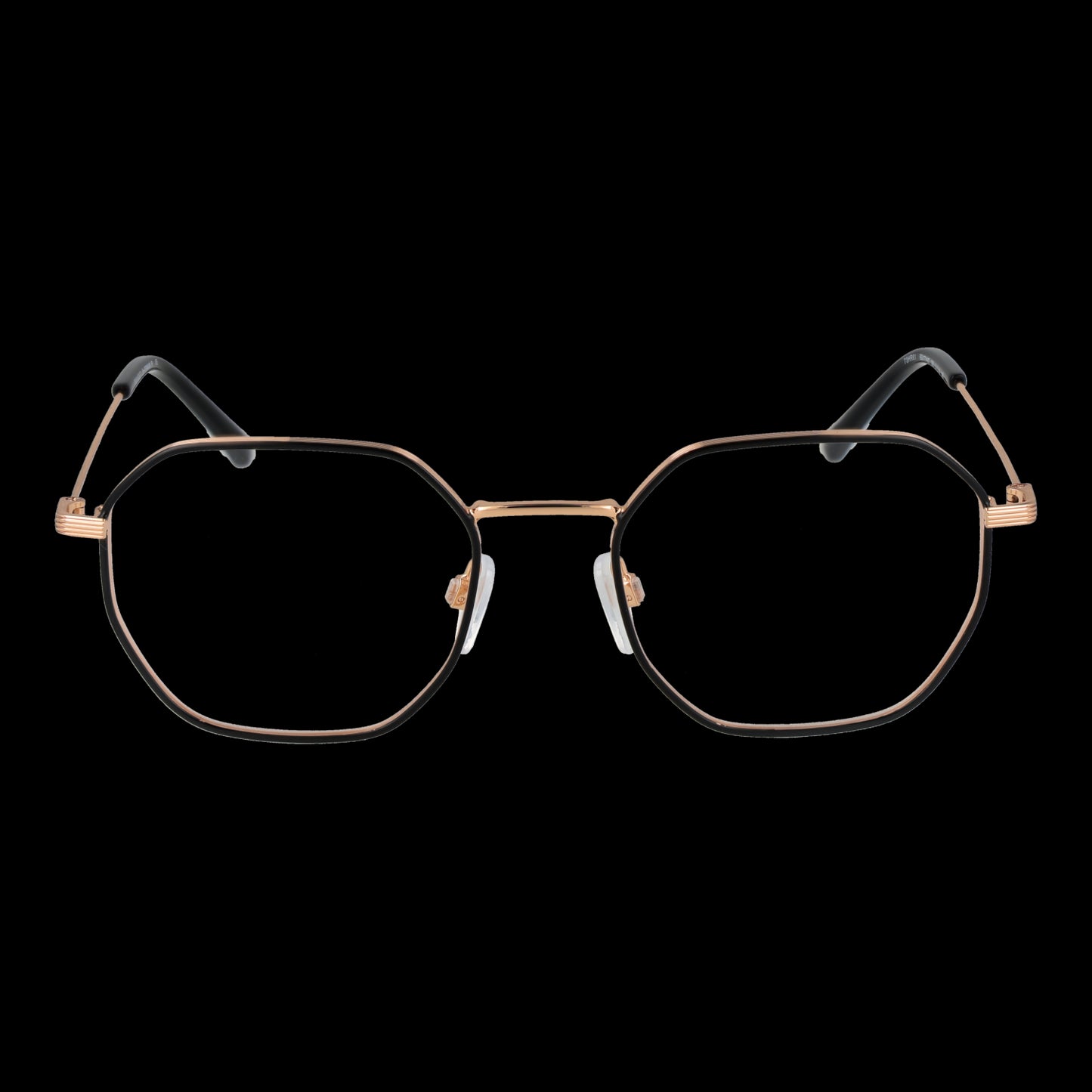 BULGET MOD. BG1774MT 5109B gent's eyeglasses with gold metal frame on black background.