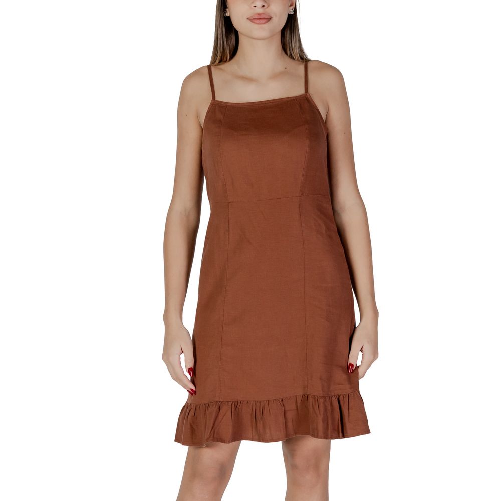 B.Young Brown Linen Midi Dress B.Young